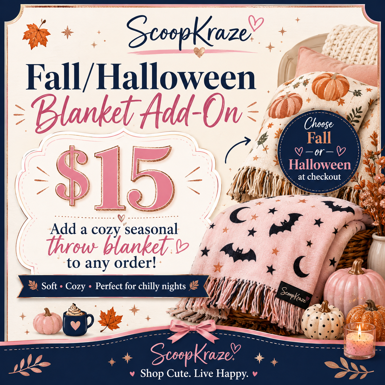 Cozy Fall & Halloween Blanket Add-On – $15